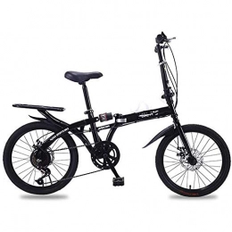 WXX Bike WXX Mountain Folding Bikes for Adulthigh-Carbon Steel 16 / 20 Inch Shock Absorption Double Disc Brake Portable Variable Speed MTB for Outdoor Travel Exercise, Black, 16 inches