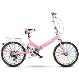 WXX Bike WXX Sports Outdoors Children Folding Bicycle High Carbon Steel Frame 20 Inch Damping Adult Single Speed Portableroad Bike Bicycle, Pink