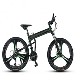 WXXMZY Folding Bike WXXMZY 24-inch 30-speed Folding Mountain Bike Aluminum Alloy, Adult Full Suspension Mountain Bike, Dual-disc Off-road Mountain Bike (Color : Green, Size : 24 inches)