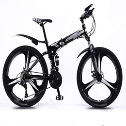WXXMZY Folding Bike WXXMZY Foldable Bike 26 Inches, 30-speed Folding Mountain Bike, Light Commuter Bike, Double Disc Brake Full Suspension Bike (Color : Black, Speed : 30speed)