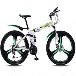 WXXMZY Folding Bike WXXMZY Foldable Bike 26 Inches, 30-speed Folding Mountain Bike, Light Commuter Bike, Double Disc Brake Full Suspension Bike (Color : Green, Speed : 30speed)
