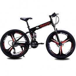 WXXMZY Bike WXXMZY Folding Bicycles, Mountain Bikes, 26-inch Disc Brake Men's Bicycles, Foldable Frame 21 / 24 / 27 Speed, Three-spoke Wheel Double Suspension Bicycle (Color : Black, Speed : 24speed)