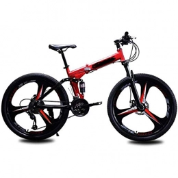 WXXMZY Bike WXXMZY Folding Bikes, Mountain Bikes, 26-inch Mountain Bikes, Cross-country Bikes, Double Shock Absorption, Lightweight Young Students, Adults (Color : Red, Size : 24 inches)