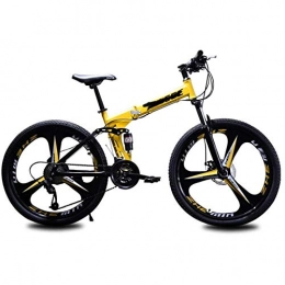 WXXMZY Bike WXXMZY Folding Bikes, Mountain Bikes, 26-inch Mountain Bikes, Cross-country Bikes, Double Shock Absorption, Lightweight Young Students, Adults (Color : Yellow, Size : 24 inches)