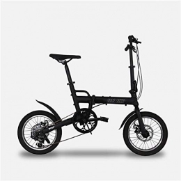 WYD Folding Bike WYD 16 Inches Mountain Bike Light Folding 6 Speed Aluminum Alloy Frame City Commuter Bicycle with Dual Disc Brake for Adult and Boy, Black