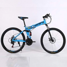 WYN Folding Bike WYN Folding bicycle adult Double disc mountain bike spoke wheel mountain bicycle, blue, 26 inch