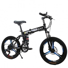 WYX 24"/ 26" Folding Mountain Bike 21 Speed Double Damping Bicycle Double Disc Brakes Carbon Steel Frame Road Bicycle,Black,24" 21speed