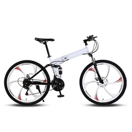 WYZDQ Folding Bike WYZDQ Men's Portable Bicycle, Adult Variable Speed Folding Mountain Bike, Front And Rear Shock Absorption, White, 27 speed