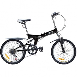 wyzesi Bike wyzesi 20 Inch Mini Folding Bike, Adult Small Portable Bicycle With High Tensile Strength Steel Folding Frame, Double V-Brake Student Damping Shock Absorption Lightweight Foldable Bicycle (Black)
