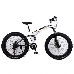 WZB Folding Bike WZB 26" Alloy Folding Mountain Bike 27 Speed Dual Suspension 4.0Inch Fat Tire Bicycle Can Cycling On Snow, Mountains, Roads, Beaches, Etc, 5