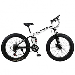 WZB Bike WZB 26" Steel Folding Mountain Bike, Dual Suspension 4.0Inch Fat Tire Bicycle Can Cycling On Snow, Mountains, Roads, Beaches, Etc, Black