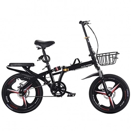 WZHSDKL Folding Bike WZHSDKL Folding Bicycl Bike Mountain Black Bike ​Wear-resistant Tires Bicycl Low Friction, Dustproof, Effortless Riding, Breathable And Smooth Soft Cushion(Size:16 inches)