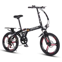 WZJDY Bike WZJDY Lightweight Folding Bike, 16 / 20 Inch 6 Speed Shimano Gears Foldable Compact Bicycle with Dual Disc Brake and Double Suspension Shock Absorption System, 6 Speed Black, 20 Inch