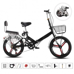WZYJ Bike WZYJ 20inch Folding Bicycle, Variable Speed Adult Shock Sbsorber Ladies Bike, Portable Light Student Bicycle, Gifts for Girl Friend, Black~A