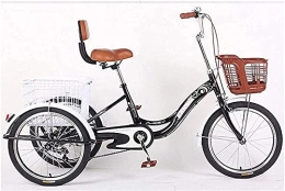 XBR Bike XBR AdjustableAdult 3 Wheel Tricycle - Trike Cruiser Bike, Safe Adult Tricycle 20 Inch 3 Wheel Bike Trike for Adult, 1 Speed Three Wheels Bicycles for Seniors Women Men with Backrest