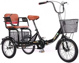 XBR Folding Bike XBR Anti-Collision Adult 3 Wheel Tricycle - Trike Cruiser Bike, Adult Folding Tricycle, 1 Speed Foldable Adult Trike, 16 Inch 3 Wheel Bikes with Low Step-Through, Adjustable Manpower Pedal Bicycle
