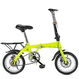 XBSXP Folding Bike XBSXP 12in / 14in Folding Bike, Ultra-light Portable Adult Mens Womens Kids Bicycle, Shock Absorption Mountain Bike, Single Speed Bicycles, Aluminum Alloy Easy to Fold (Color : Yellow(14 in))