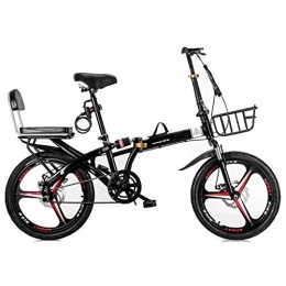 XBSXP Bike XBSXP 16in / 20in Folding Leisure Bicycle, Men's and Women's Bicycle Outdoor Fitness / leisure Bicycles, 7-speed Dual-disc Brake Double Shock Absorption Commuter Bike (Color : Black, Size : 20in)