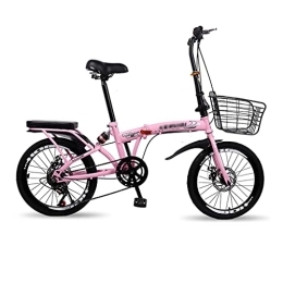 XBSXP Folding Bike XBSXP 20 Inch Folding Bicycle, Variable Speed Dual Disc Brake Bike 6 Speed High-Carbon Steel Light Weight Folding Bike with Bring Basket - 4 Colour