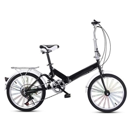 XBSXP Bike XBSXP 20in Bikes For Women Folding Damping Bike, Ultra-light Portable Variable Speed Adult Bicycle, Student Small Wheeled Boys Bike，mens Bicycle Kids Bikes (Color : Black, Size : 20in)