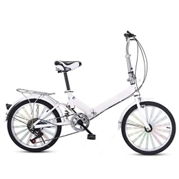 XBSXP Bike XBSXP 20in Bikes For Women Folding Damping Bike, Ultra-light Portable Variable Speed Adult Bicycle, Student Small Wheeled Boys Bike，mens Bicycle Kids Bikes (Color : White, Size : 20in)