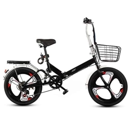 XBSXP Folding Bike XBSXP 20in City Bikes Folding Bike, 7-speed Shock Absorber Bicycle, Women's Adult Student Bike Bicycles， Lightweight Aluminum Frame with Bike Basket, Load Capacity 150kg (Color : Black)