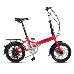 XBSXP Bike XBSXP Folding Bicycle 16 Inch Men And Women Models Lightweight Folding Bike Bicycle Adult Mini Speed Car Double Disc Brake Folding Bicycle (Color : RED, Size : 150 * 30 * 96CM)