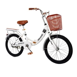 XBSXP Folding Bike XBSXP Lightweight Folding Bicycle High-Carbon Steel Speed Gears Bicycle with Rear Lights and Car Basket Portable Student Comfort Folding Bike