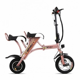 XC  XC Small Folding Electric Bicycle Mini Female Battery Car Male Generation Electric Double Adult Lithium Plate Skating, Gold, Two seats