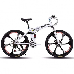 XCBY Folding Bike Mountain Bicycle Adult 26 Inch 21/24/27 Speed Shock Dual Disc Brakes Student Bicycle Assault Bike Folding Car White-21speed