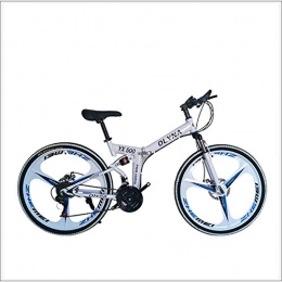 XER Bike XER Mountain Bike 21 / 24 / 27 / 30 Speed Steel Frame 26 Inches 3-Spoke Wheels Dual Suspension Folding Bike, White, 24 speed