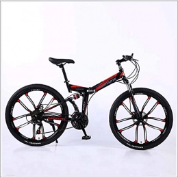XER Bike XER Mountain Bike 24 Speed Steel High-Carbon Steel 24 Inches 10-Spoke Wheels Dual Suspension Folding Bike for Commuter City, Black, 24 speed