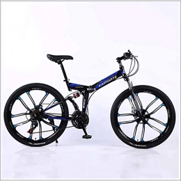XER Bike XER Mountain Bike 24 Speed Steel High-Carbon Steel 24 Inches 10-Spoke Wheels Dual Suspension Folding Bike for Commuter City, Blue, 21 speed