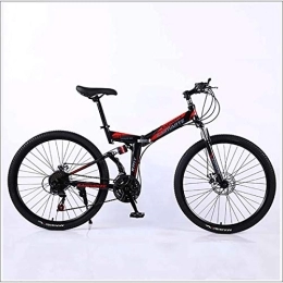 XER Bike XER Mountain Bike 24 Speed Steel High-Carbon Steel 24 Inches Spoke Wheel Dual Suspension Folding Bike for Commuter City, Black, 21 speed