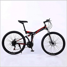 XER Bike XER Mountain Bike 24 Speed Steel High-Carbon Steel 24 Inches Spoke Wheel Dual Suspension Folding Bike for Commuter City, Black, 27 speed