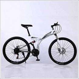 XER Bike XER Mountain Bike 24 Speed Steel High-Carbon Steel 24 Inches Spoke Wheel Dual Suspension Folding Bike for Commuter City, White, 27 speed