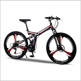 XER Bike XER Mountain Bike 27 Speed Steel High-Carbon Steel 24 Inches 3-Spoke Wheels Dual Suspension Folding Bike for Commuter City, Black, 24 speed