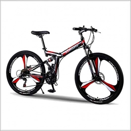 XER Bike XER Mountain Bike Folding Frame MTB Bike Dual Suspension Mens Bike 27 Speeds 26 Inch 3-High-Carbon Steel Bicycle Disc Brakes, Black, 21 speed