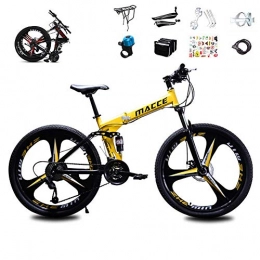 XHCP 24 Inch Boys Mountain Bike, Foldable Full Suspension MTB, High Carbon Steel Frame, Suitable for 57in-69in Crowd