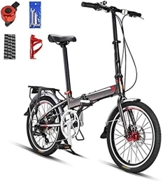 XHLLX Folding Bike XHLLX 20 Inches Lightweight Folding MTB Bike, Foldable City Commuter Bicycles, 7 Speed Mens Womens Mountain Bike, Double Disc Brake, A