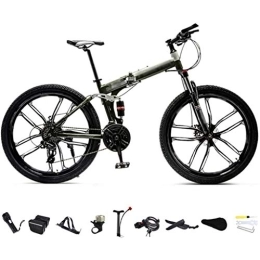 XHLLX Bike XHLLX 26 Inch MTB Bicycle, Unisex Folding Commuter Bike, 24-Speed Gears Foldable Mountain Bike, Off-Road Variable Speed Bikes, Double Disc Brake / C Wheel / 26'', B