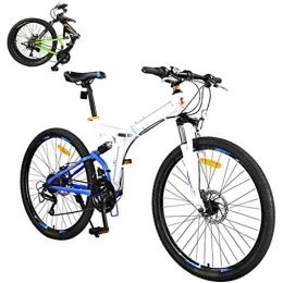 XHLLX Bike XHLLX Foldable Bicycle 26 Inch, 24-Speed Folding Mountain Bike, Unisex Lightweight Commuter Bike, Double Disc Brake, MTB Full Suspension Bicycle, B