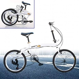 XHNXHN 20 Inch Folding Bike, Man, Woman, Child One Size Fits All 6speed Gears Portable Double Brake V Folding Bicycle
