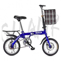 XIAOFEI Bike XIAOFEI 14 Inch 16 Inch 20 Inch Folding Bicycle Student Bicycle Single Speed Disc Brake Adult Compact Foldable Bike Gears Folding System Traffic Light fully assembled, Blue, 14inch