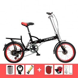 XIAOFEI Folding Bike XIAOFEI Folding Bicycle 16 Inch Adult Men And Women Ultralight Portable Children Students Shock Absorption Small Single Speed Bicycle Boys And Girls Bicycle, Black