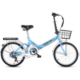 Xiaoplay Folding Bike Xiaoplay Adult Mountain Folding Bicycle Lightweight Variable Speed Portable Bike Small Men Working Single Cycling for Outdoor, Blue-20inch