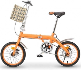 XIN Bike XIN 16in Folding Bike Mountain Cruiser Bicycle Single Speed Adult Student Outdoors Sport Cycling Portable Foldable Bike for Men Women Lightweight Casual Damping Bicycle (Color : Orange)