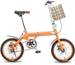XIN Bike XIN 16in Folding Mountain Bike Bicycle Single Speed Adult Student Outdoors Sport Cycling Portable Foldable Bike for Men Women Lightweight Folding Casual Damping Bicycle (Color : Orange, Size : 20in)