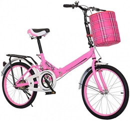 XIN Folding Bike XIN 20in Folding Bike Bicycle Single Speed Adult Student Outdoors Sport Mountain Cycling Ultra-light Portable Foldable Bike for Men Women Lightweight Folding Casual Damping Bicycle (Color : Pink)