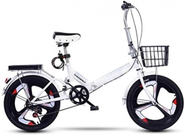 XIN Bike XIN 20in Folding Bike Mountain Bicycle Cruiser Variable Speed Adult Student Outdoors Sport Cycling Portable Foldable Bike for Men Women Lightweight Folding Casual Damping Bicycle (Color : White)